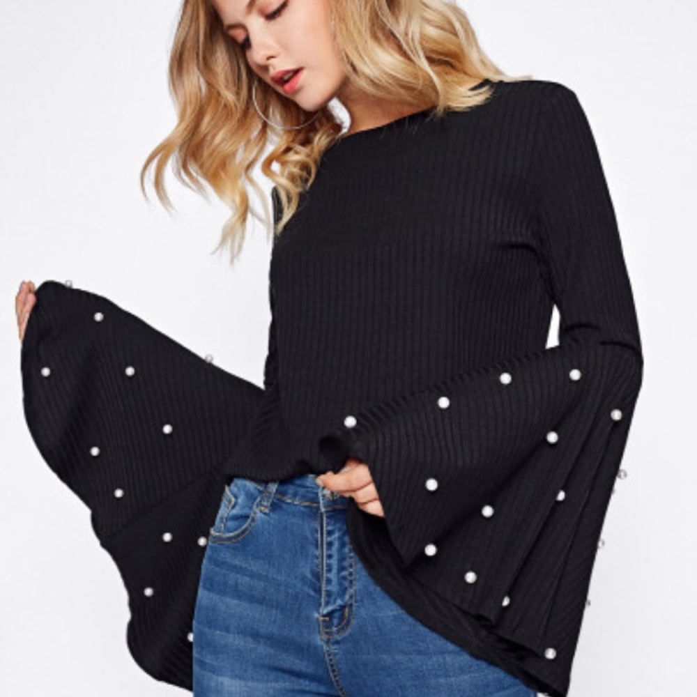 Black with faux pearl sleeve too